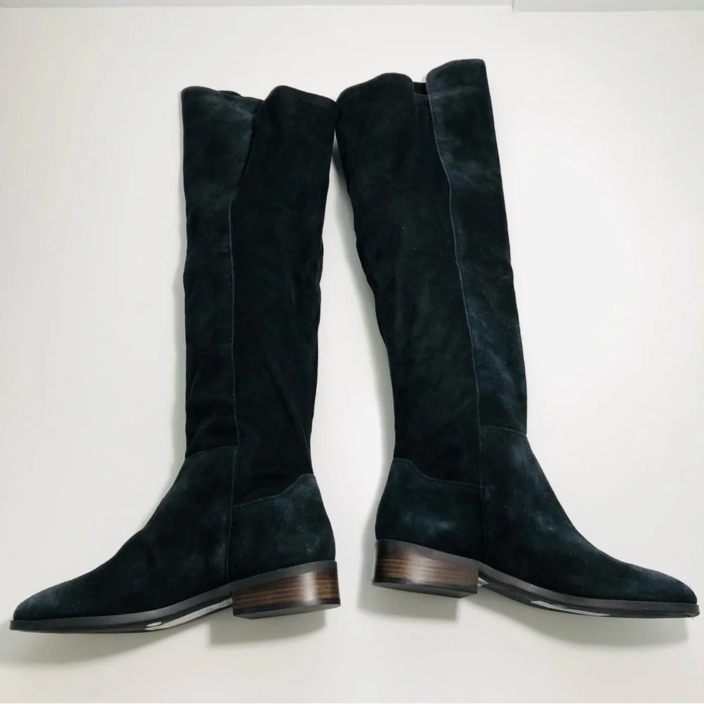 NEW Lucky Brand Calypso Over-The-Knee Boot in Black Suede Fabric Combo size 6.5